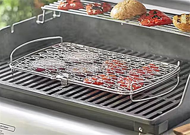 grill parts: Large Fish/Veggie Basket - Stainless Steel - (18in. x 11in. x 2-1/4in.)