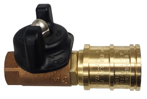 grill parts: Quick Connect Fitting - On/Off Ball Valve - 1/2in. Fitting