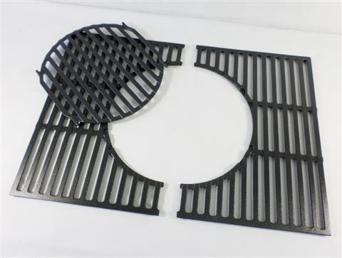 grill parts: Gourmet BBQ System Cooking Grate Set - 3pc. - Cast Iron - (23-3/4in. x 17-1/2in.)