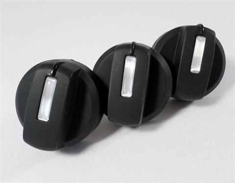 grill parts: Black Gas/Heat Control Knobs - 3pc. - (For Weber Spirit)