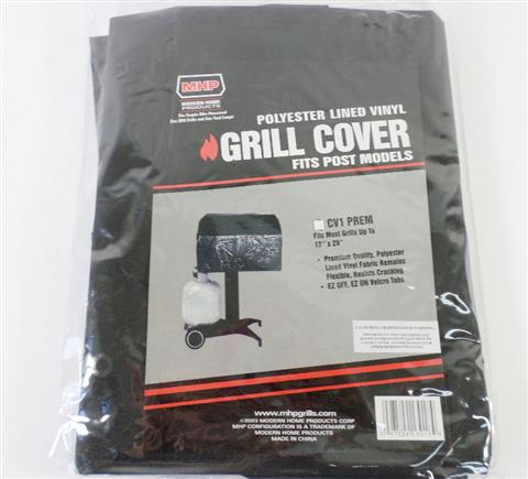 grill parts: 29" X 17" Mid Length Polyester Lined Vinyl Cover For Smaller Post Mount Grills 