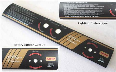 grill parts: JNR Control Panel Label With Rotary Igniter Cut-Out