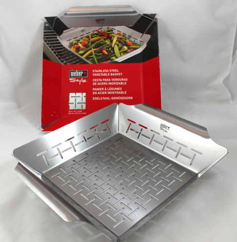 Weber Grill Parts: Large Grilling Basket - Stainless Steel - (15in. x 13-1/2in. x 2-1/4in.)