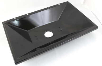 Weber Grill Parts: Catch Tray with Centered Drain - Porcelain Enameled Steel - (17-7/8in. x 11-3/4in. x 3-1/4in.)