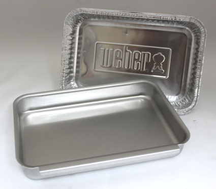 Weber Spirit E310, E320, 700 & Weber 900 Grill Parts: Aluminum Grease Catch Pan With Foil Liner - (8-5/8in. x 6-1/8in.)