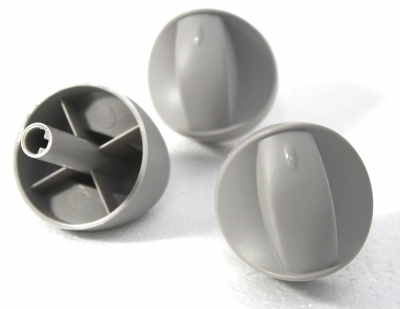 grill parts: Gray Gas/Heat Control Knobs - 3pc. - (For Weber Spirit)