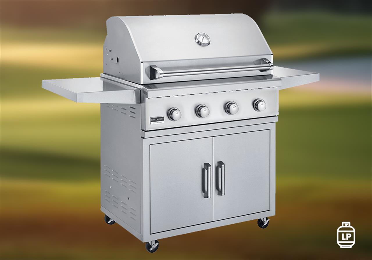 Parts for Gas & Charcoal Grills Grills: Broilmaster B-Series Essentials Pro Edition 32in. Grill with 2-Door Cabinet & Shelves (Propane)