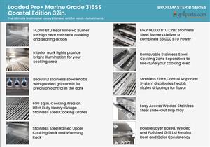 Gas & Charcoal Grills grill parts: Broilmaster B-Series Loaded Pro+ Marine Grade Coastal Edition 32in. Grill with 2-Door Cabinet & Shelves (Propane) (image #3)
