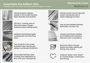 Gas & Charcoal Grills grill parts: Broilmaster B-Series Essentials Pro Edition 32in. Grill with 2-Door Cabinet & Shelves (Propane) (image #3)
