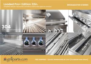 Gas & Charcoal Grills grill parts: Broilmaster B-Series Loaded Pro+ Edition 32in. Grill with 2-Door Cabinet & Shelves (Propane) (image #4)