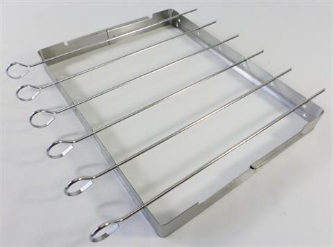 grill parts: Stainless Steel Kabob Skewer Set With Collapsible Support Rack 