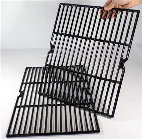grill parts: 17-7/8" X 28-1/2" Two Piece Gloss Cast Iron Cooking Grate Set