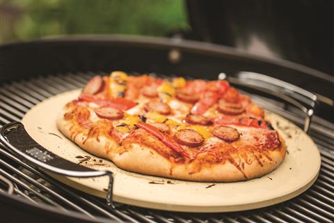 Parts for Sams Club Grills: BBQ Pizza Stone with Chrome Carry Rack - (16in. x 13-3/8in. x 2in.)