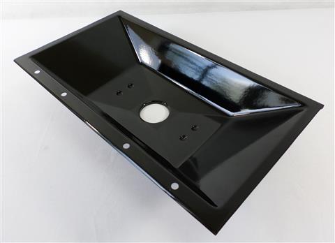 grill parts: Catch Tray with Centered Drain - Porcelain Enameled Steel - (16-13/16in. x 9-3/8in. x 3-1/4in.)