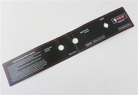 grill parts: JNR "New Style" Control Panel Label