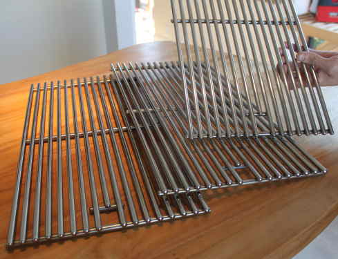 grill parts: 19-1/4" X 31-1/8" Three Piece Stainless Steel Cooking Grate Set