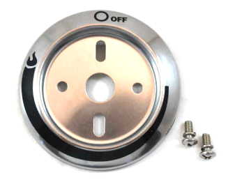 grill parts: 3-1/8" Control Knob Bezel With Graphics & 2 Small Round Horizontal Mounting Holes